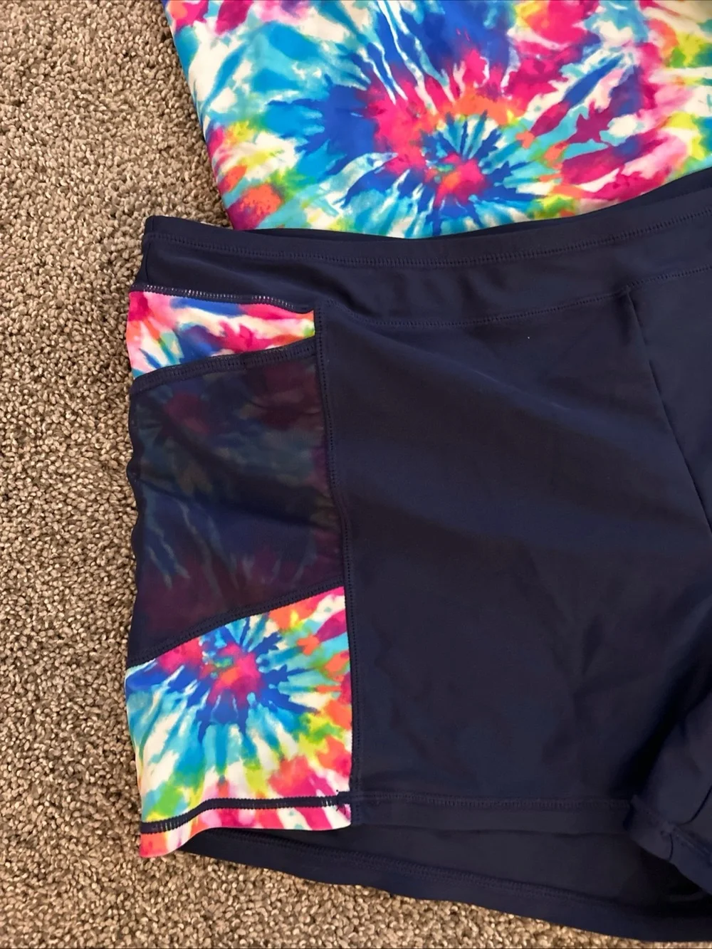 Free Country Women’s 2 piece Swim set with Navy & Multicolor Tie-Dye
